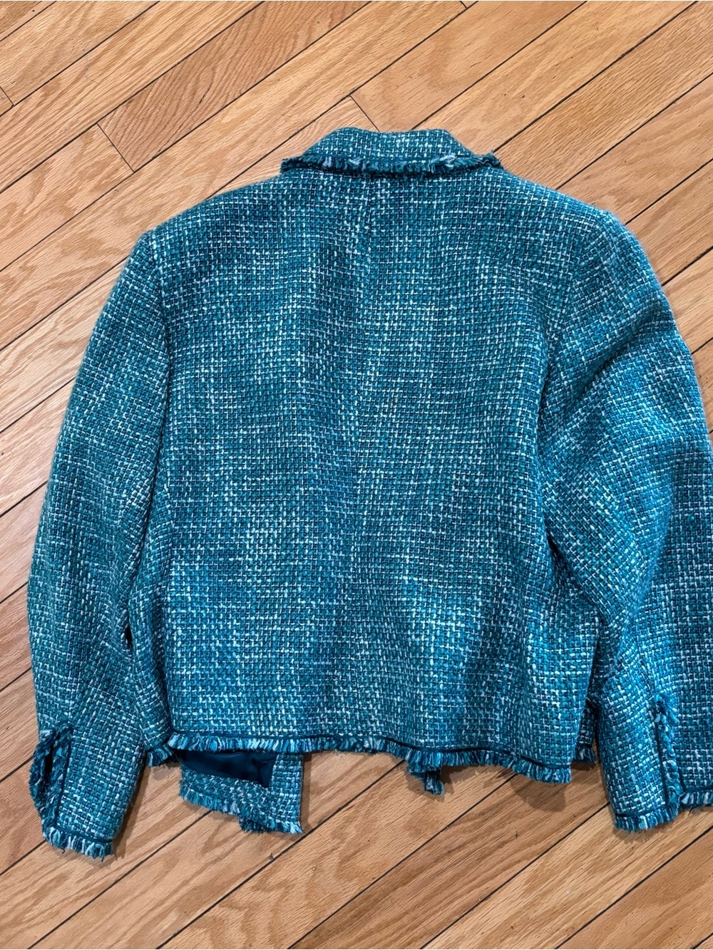 Style & Co. Teal Tweed Blazer Jacket - Picture 5 of 8